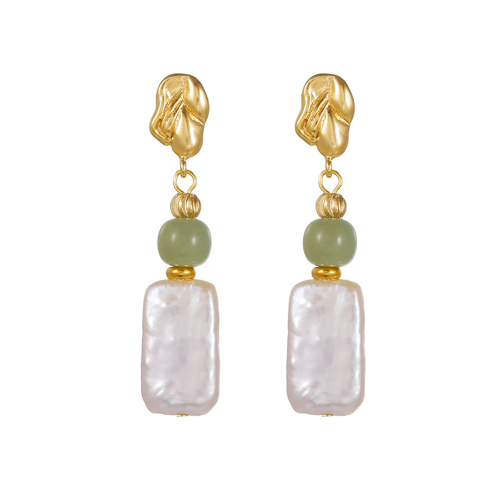 Simple Style Freshwater Pearl Earrings For Women Featuring 10-11mm Natural White Baroque Pearls In 925 Sterling Silver