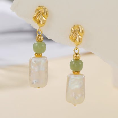 Simple Style Freshwater Pearl Earrings For Women Featuring 10-11mm Natural White Baroque Pearls In 925 Sterling Silver