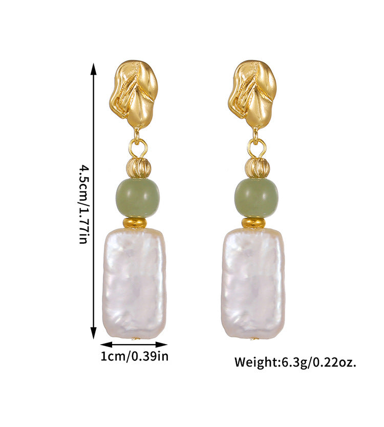 Simple Style Freshwater Pearl Earrings For Women Featuring 10-11mm Natural White Baroque Pearls In 925 Sterling Silver