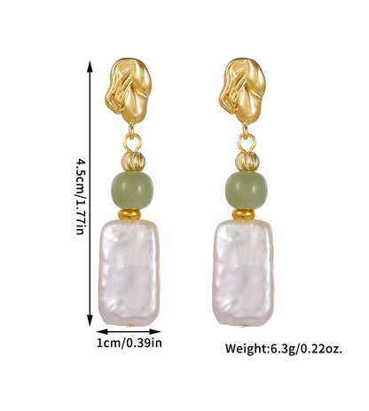 Simple Style Freshwater Pearl Earrings For Women Featuring 10-11mm Natural White Baroque Pearls In 925 Sterling Silver