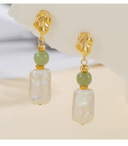 Simple Style Freshwater Pearl Earrings For Women Featuring 10-11mm Natural White Baroque Pearls In 925 Sterling Silver