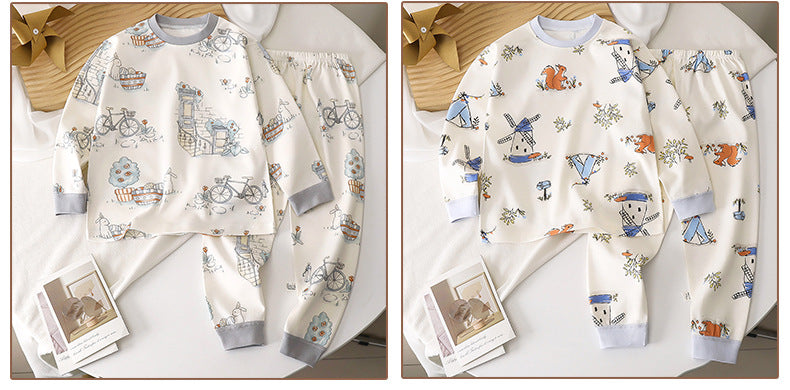Cartoon Toddler Children's Underwear Set In Cotton With Warm Features For Sleeping, 1 Set