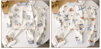 Cartoon Toddler Children's Underwear Set In Cotton With Warm Features For Sleeping, 1 Set