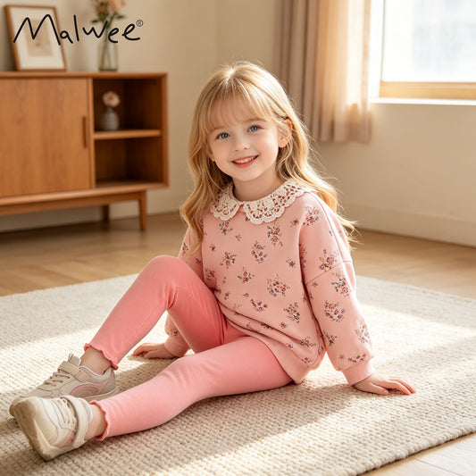 Cartoon Cotton Kids Clothing Set For Girls With Printing, Long Sleeve Pant Co-ord 2 Pieces Set