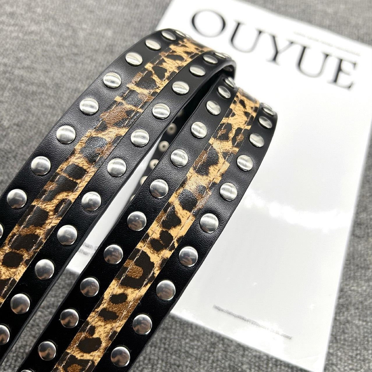 Unisex Punk Leopard Print Belt In PU Leather With Alloy Pin Buckle
