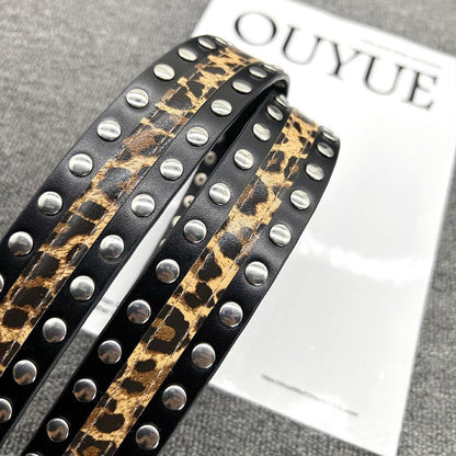 Unisex Punk Leopard Print Belt In PU Leather With Alloy Pin Buckle