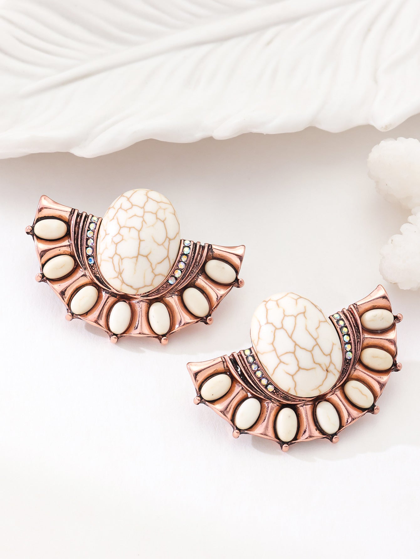 Bohemian Tribal Drop Earrings For Women In Blue Zinc Alloy With Turquoise Inlay