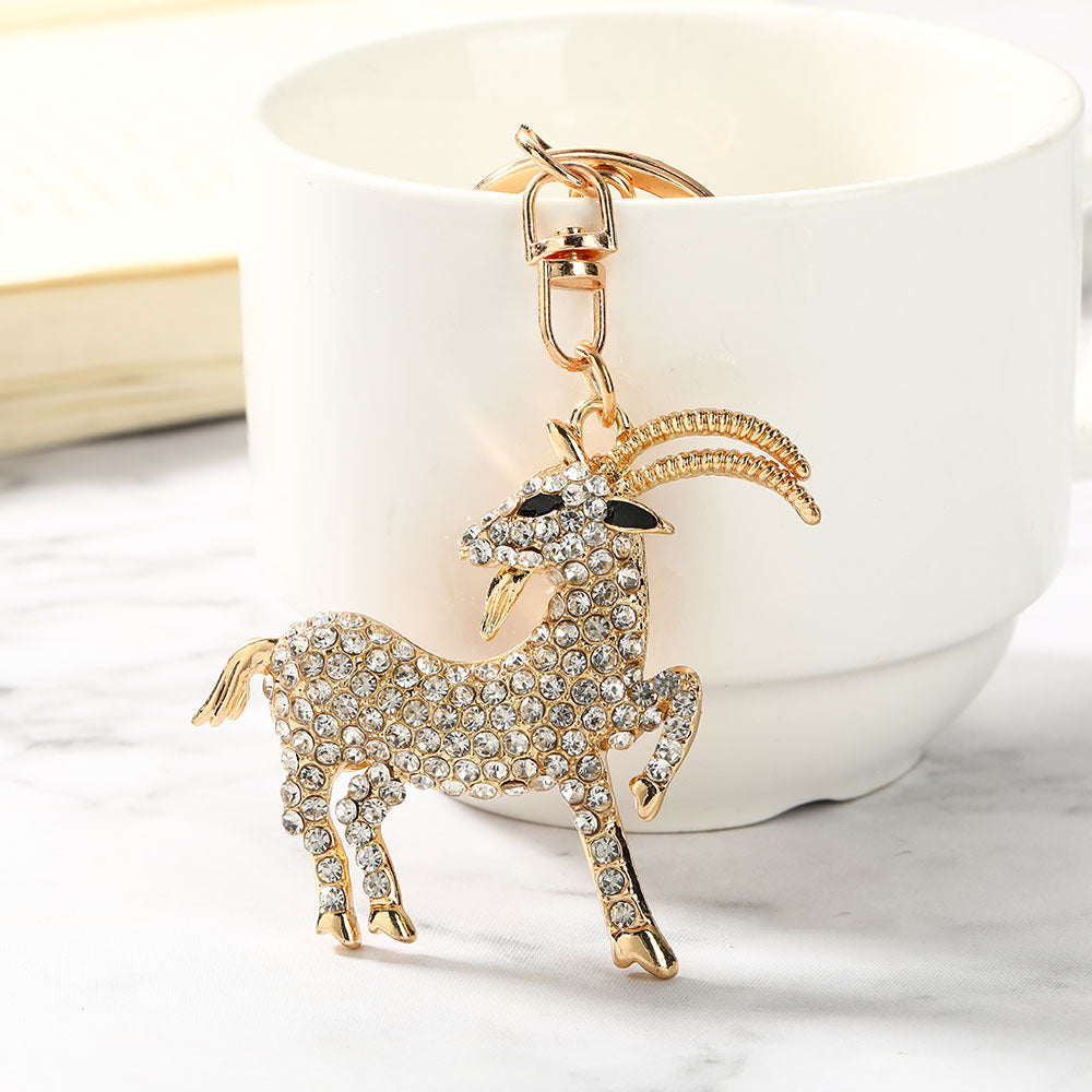Silver Sheep Key Chain For New Year Featuring Rhinestones In Durable Zinc Alloy