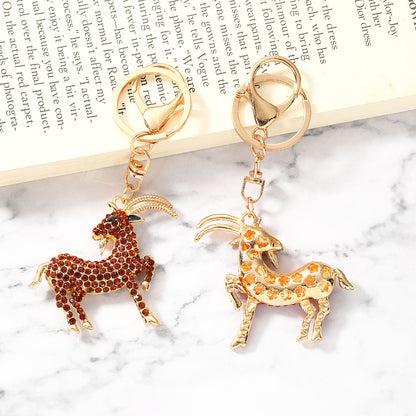 Silver Sheep Key Chain For New Year Featuring Rhinestones In Durable Zinc Alloy