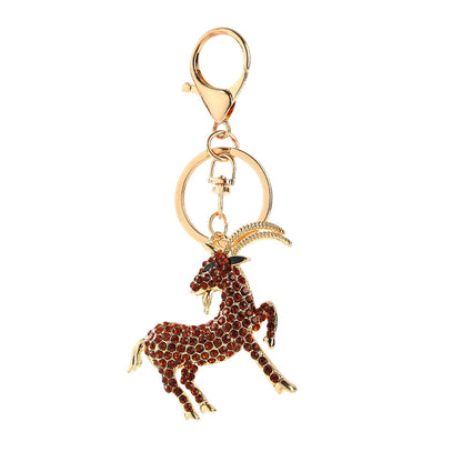 Silver Sheep Key Chain For New Year Featuring Rhinestones In Durable Zinc Alloy