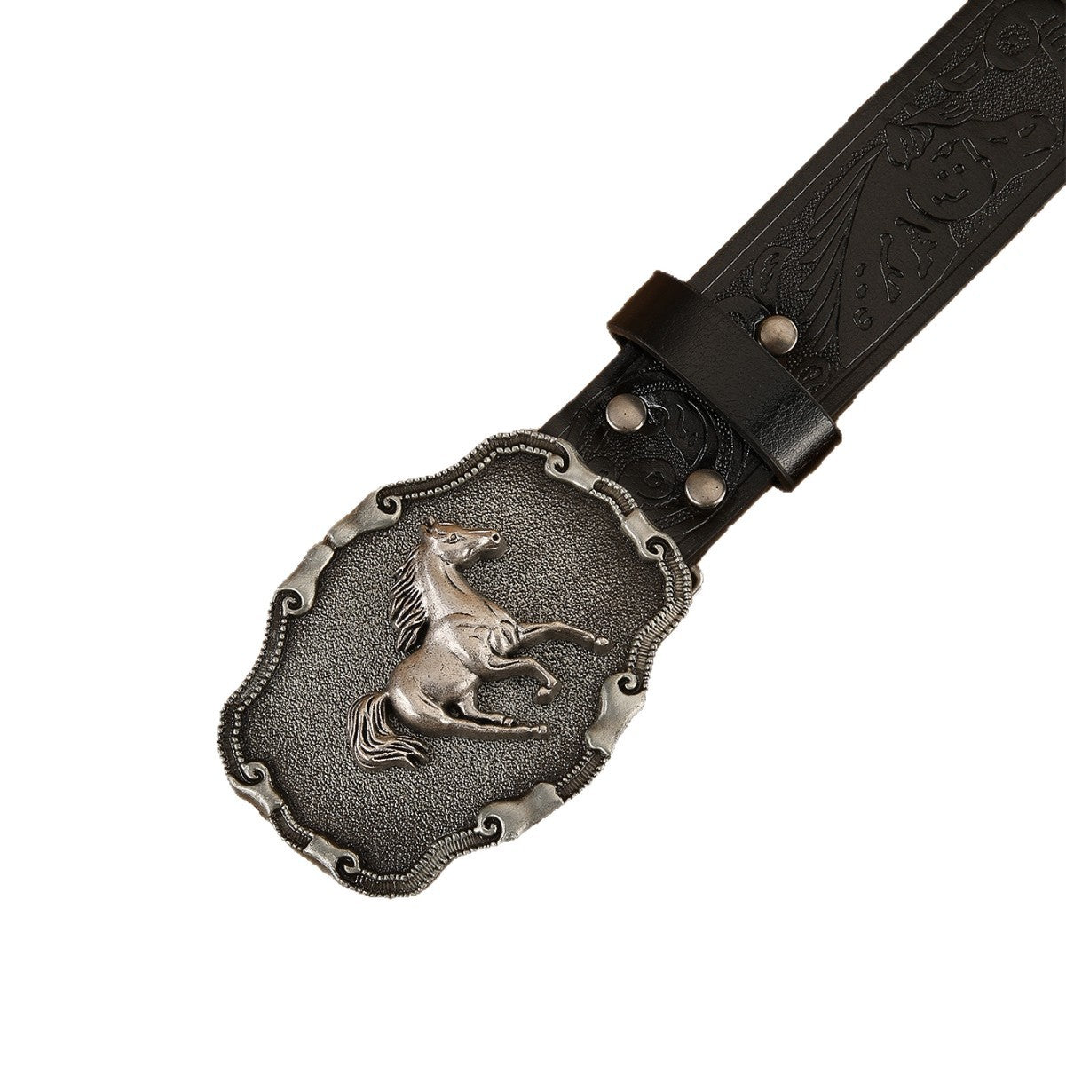 Men's Cowboy Style Fashion Belt With Zinc Alloy Smooth Buckle, PU Leather Embossing Surface Finish