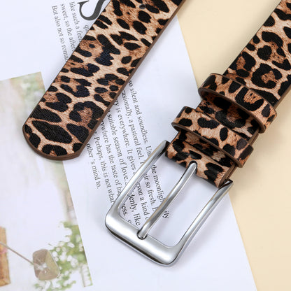 Women’s Cowboy Style PU Leather Belt With Alloy Pin Buckle Featuring Animal Pattern