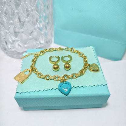 Geometric Tassel Jewelry Set For Women With 18K Real Gold Plated 304 Stainless Steel And PVD Coated Slider Chain