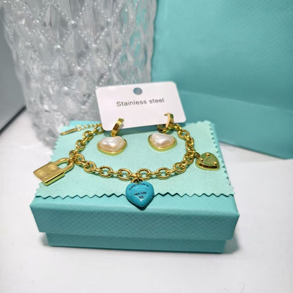 Geometric Tassel Jewelry Set For Women With 18K Real Gold Plated 304 Stainless Steel And PVD Coated Slider Chain