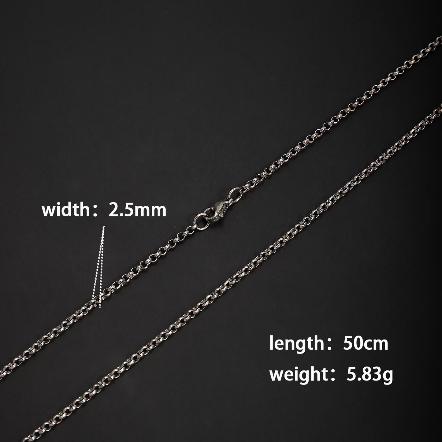 Unisex Round Hammered Necklace In 304 Stainless Steel With Lobster Trigger Clasp Closure, Steel Color