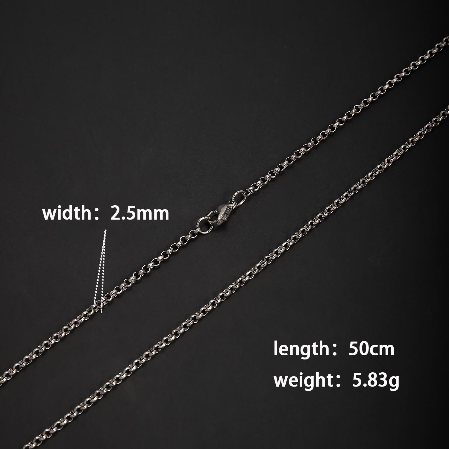 Unisex Round Hammered Necklace In 304 Stainless Steel With Lobster Trigger Clasp Closure, Steel Color