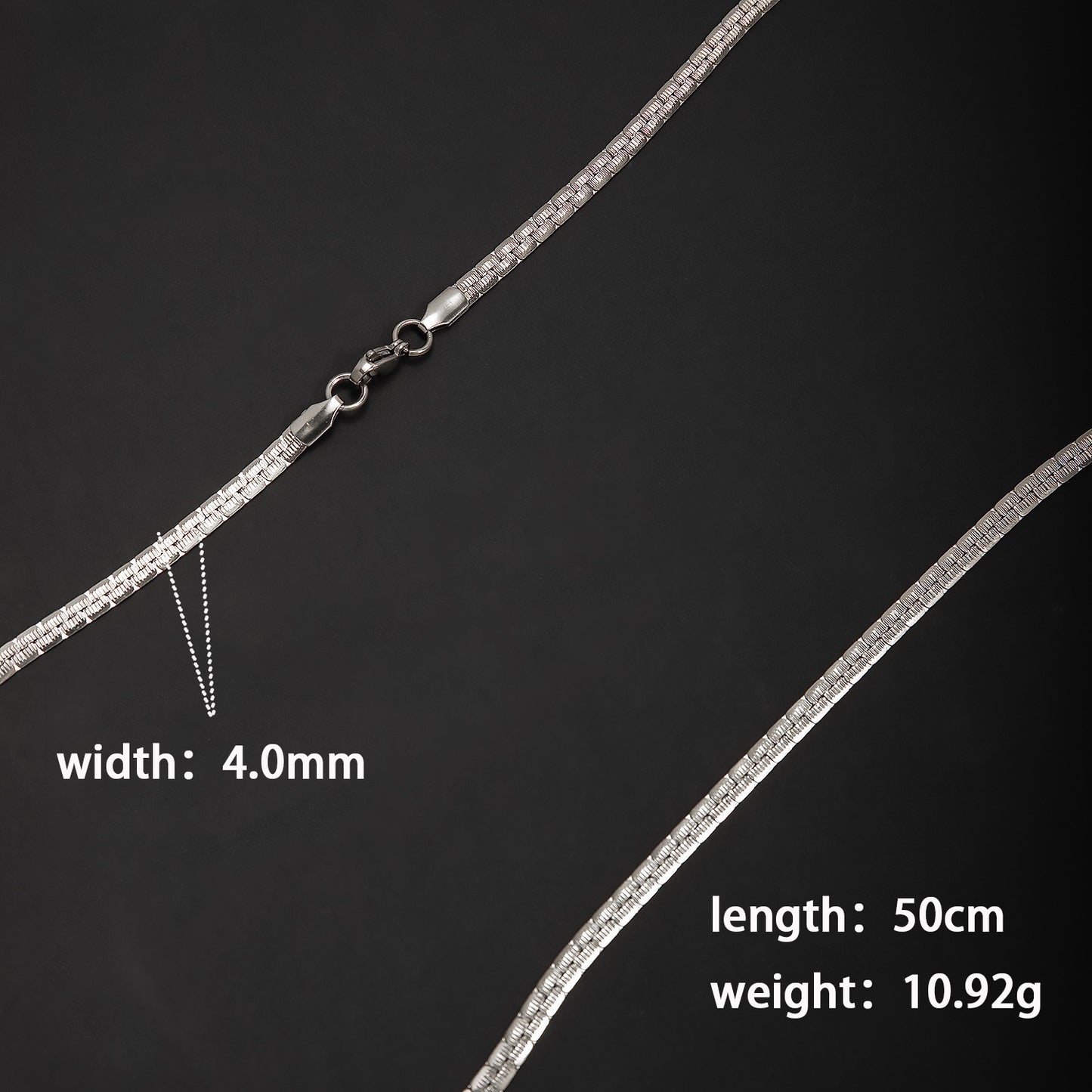 Unisex Round Hammered Necklace In 304 Stainless Steel With Lobster Trigger Clasp Closure, Steel Color