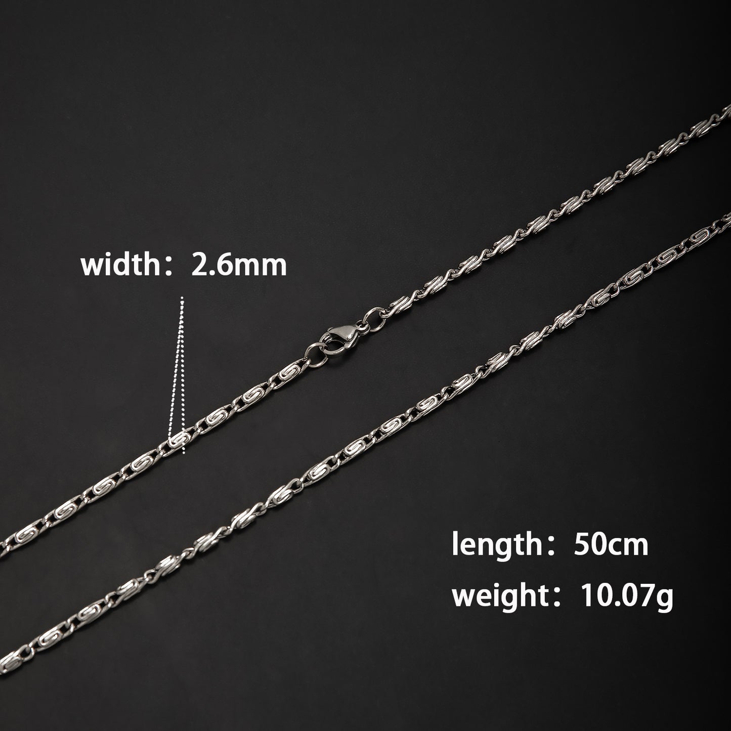 Unisex Round Hammered Necklace In 304 Stainless Steel With Lobster Trigger Clasp Closure, Steel Color