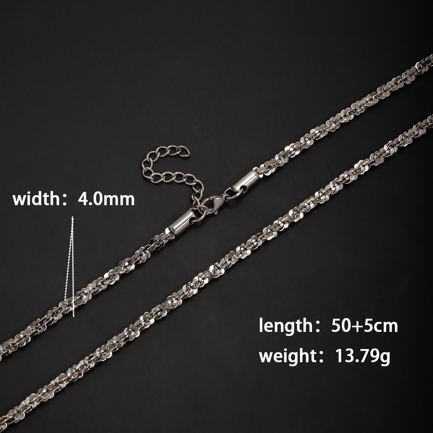 Unisex Round Hammered Necklace In 304 Stainless Steel With Lobster Trigger Clasp Closure, Steel Color