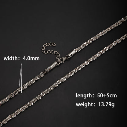 Unisex Round Hammered Necklace In 304 Stainless Steel With Lobster Trigger Clasp Closure, Steel Color