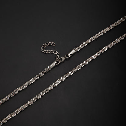 Unisex Round Hammered Necklace In 304 Stainless Steel With Lobster Trigger Clasp Closure, Steel Color