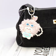 Curly-Haired Girl Bag Pendant - Pink Hair