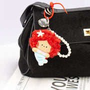 Curly-haired Girl Bag Charm-red Hair