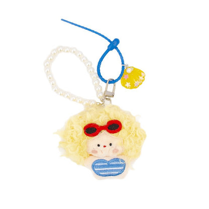Sweet Plush Pearl Bag Pendant With Shell Inlay, Charming Accessory For Bags