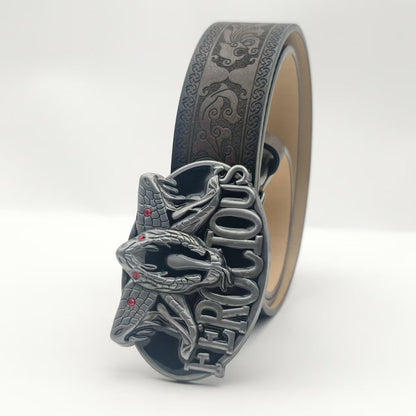 Punk Style PU Leather Belt With Embossing And Smooth Zinc Alloy Buckle