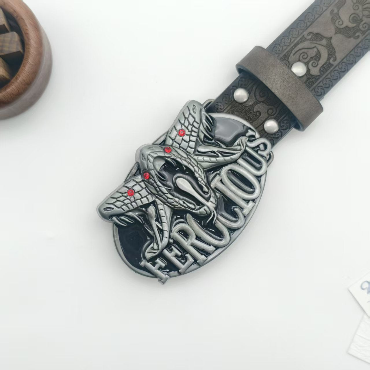 Punk Style PU Leather Belt With Embossing And Smooth Zinc Alloy Buckle