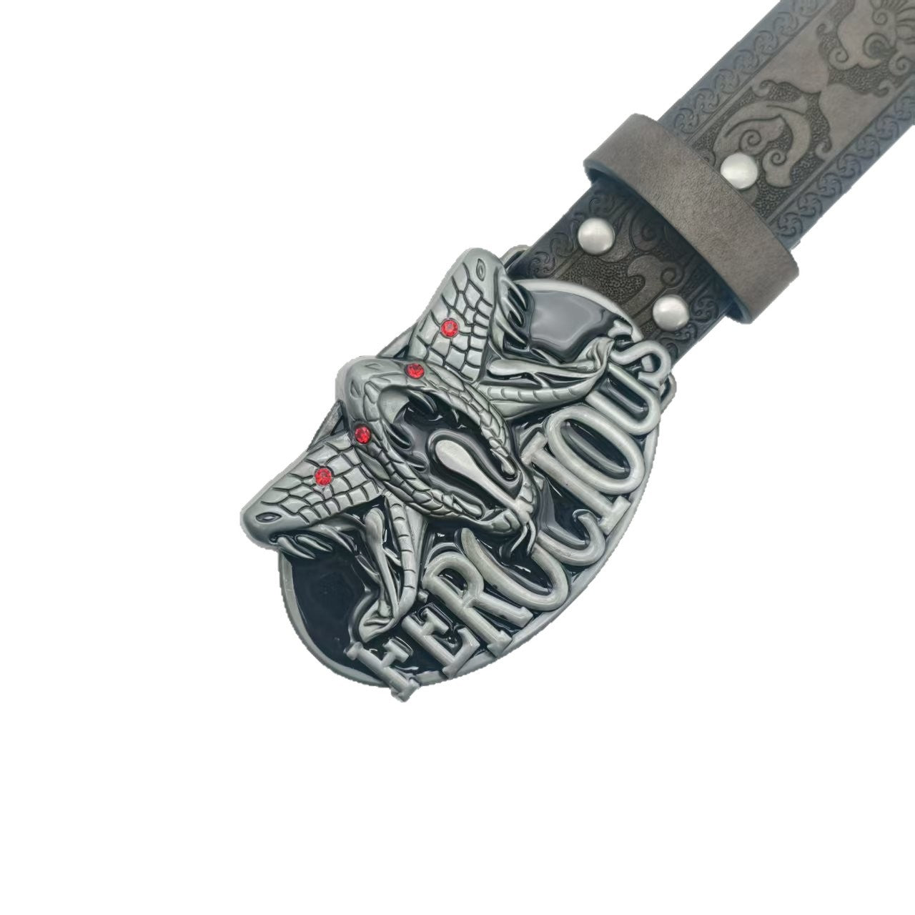 Punk Style PU Leather Belt With Embossing And Smooth Zinc Alloy Buckle