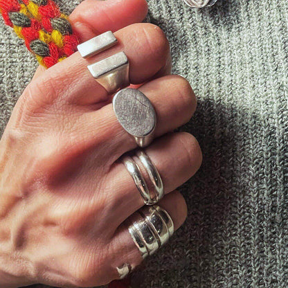 Retro Geometric Rings For Women In 925 Sterling Silver With Electroplated Gold Plating, Silver Color