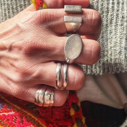 Retro Geometric Rings For Women In 925 Sterling Silver With Electroplated Gold Plating, Silver Color