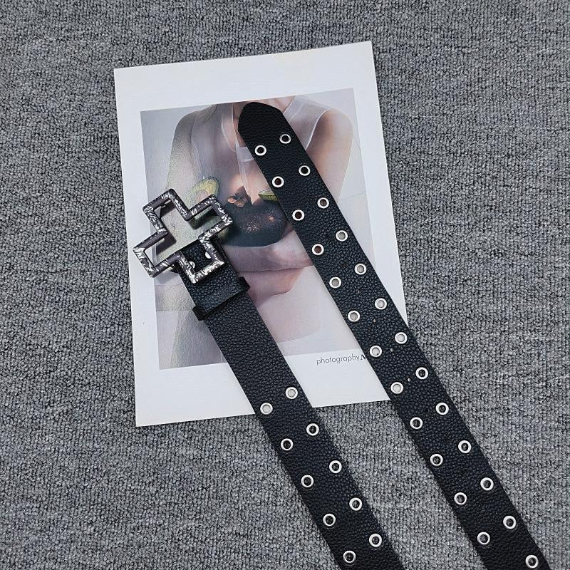 Unisex Punk Style Cross Belt With Snap Buckle In Alloy, Made Of PU Leather Featuring Lychee Pattern Surface