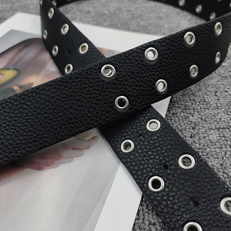 Unisex Punk Style Cross Belt With Snap Buckle In Alloy, Made Of PU Leather Featuring Lychee Pattern Surface