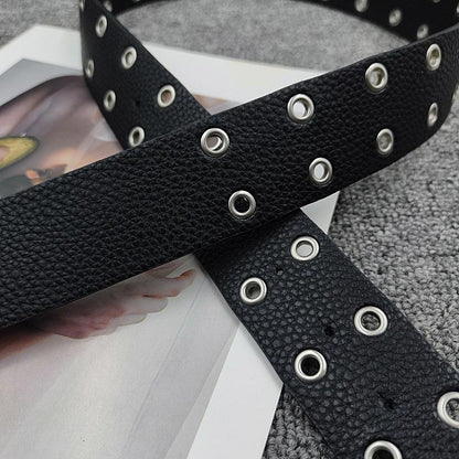 Unisex Punk Style Cross Belt With Snap Buckle In Alloy, Made Of PU Leather Featuring Lychee Pattern Surface