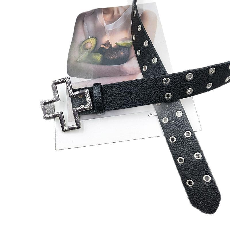 Unisex Punk Style Cross Belt With Snap Buckle In Alloy, Made Of PU Leather Featuring Lychee Pattern Surface