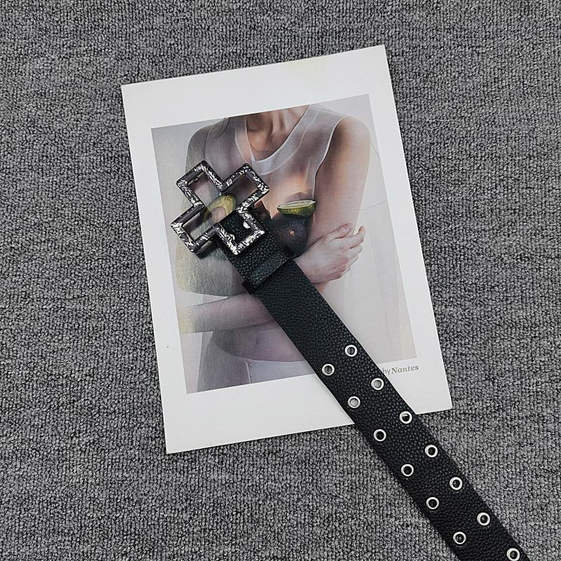 Unisex Punk Style Cross Belt With Snap Buckle In Alloy, Made Of PU Leather Featuring Lychee Pattern Surface