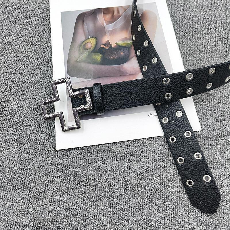 Unisex Punk Style Cross Belt With Snap Buckle In Alloy, Made Of PU Leather Featuring Lychee Pattern Surface