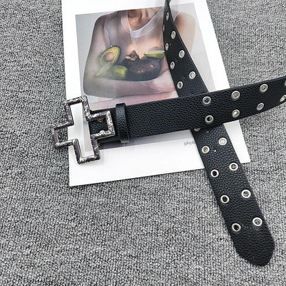 Unisex Punk Style Cross Belt With Snap Buckle In Alloy, Made Of PU Leather Featuring Lychee Pattern Surface