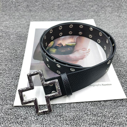 Unisex Punk Style Cross Belt With Snap Buckle In Alloy, Made Of PU Leather Featuring Lychee Pattern Surface