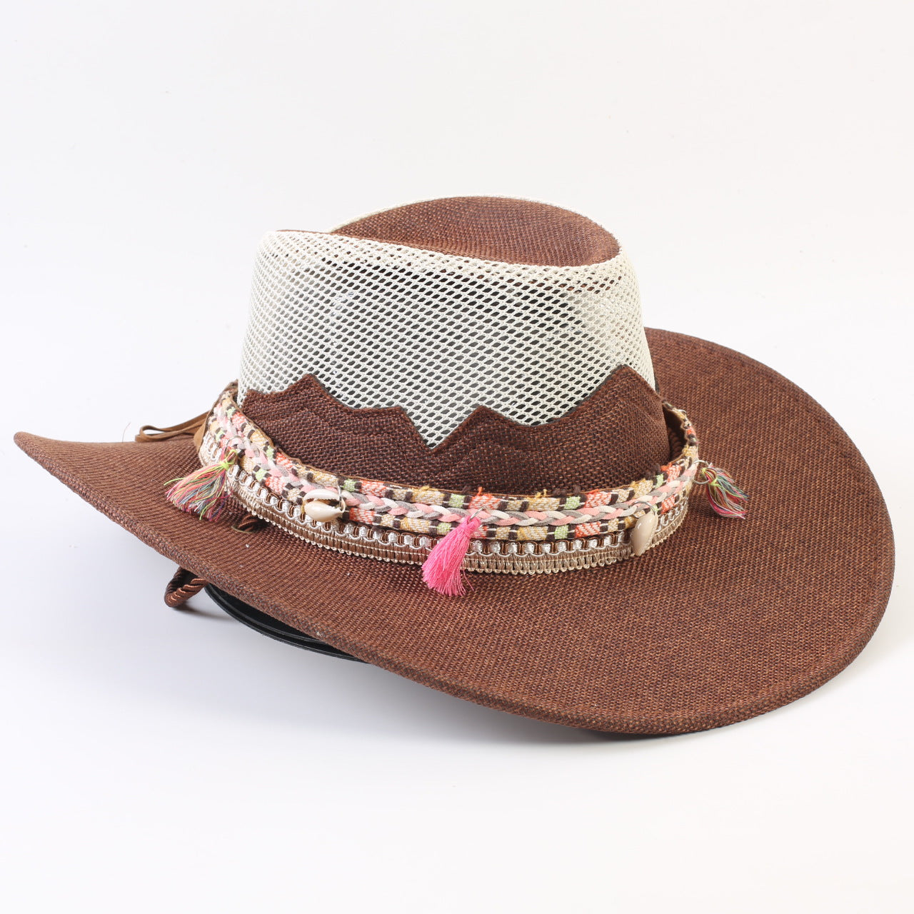 Unisex Cowboy Style Solid Color Straw Hat With Wide Brim, Breathable Design Featuring Braid Craftsmanship