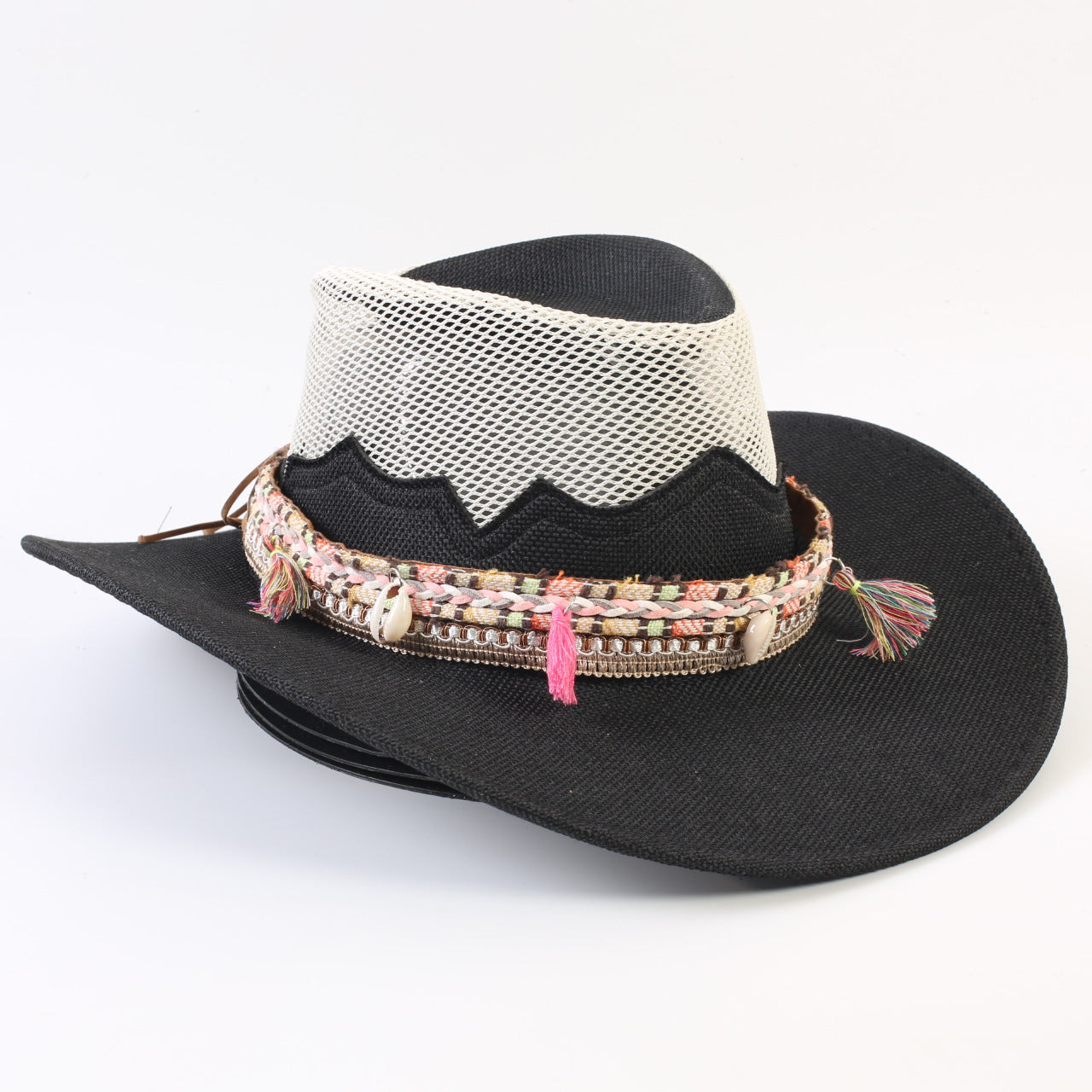 Unisex Cowboy Style Solid Color Straw Hat With Wide Brim, Breathable Design Featuring Braid Craftsmanship