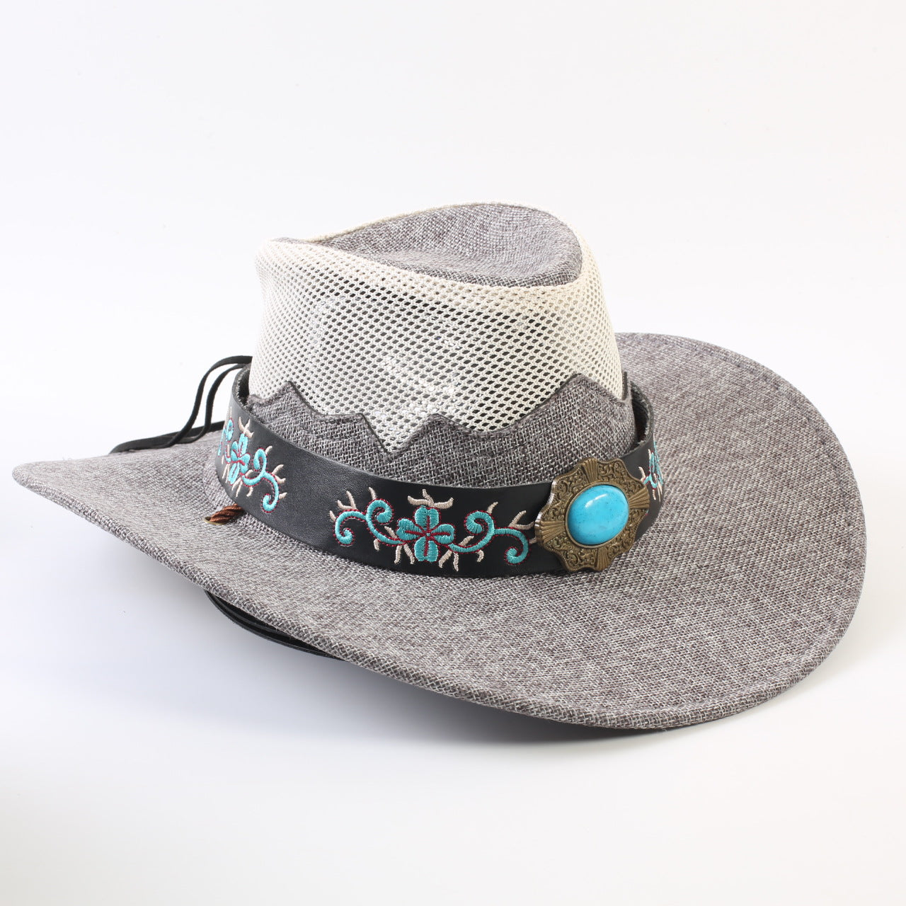 Unisex Cowboy Style Solid Color Straw Hat With Wide Brim, Breathable Design Featuring Braid Craftsmanship