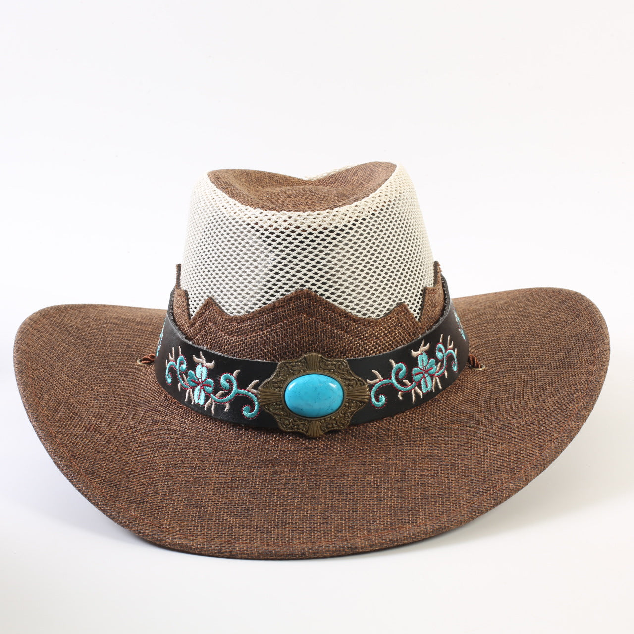 Unisex Cowboy Style Solid Color Straw Hat With Wide Brim, Breathable Design Featuring Braid Craftsmanship