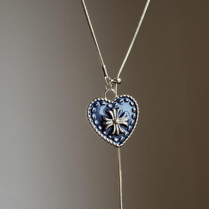 Heart Shape Enamel Pendant Necklace For Women In Alloy Material