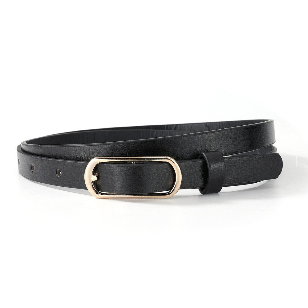 Women’s Fashion Solid Color PU Leather Belt With Zinc Alloy Smooth Buckle, Commute Style