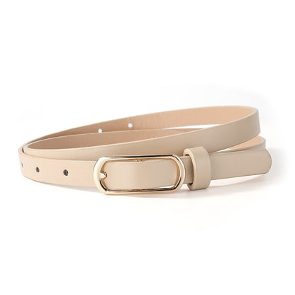 Women’s Fashion Solid Color PU Leather Belt With Zinc Alloy Smooth Buckle, Commute Style