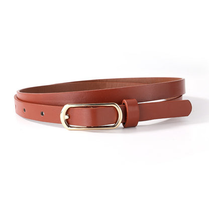 Women’s Fashion Solid Color PU Leather Belt With Zinc Alloy Smooth Buckle, Commute Style