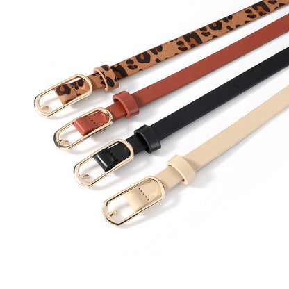 Women’s Fashion Solid Color PU Leather Belt With Zinc Alloy Smooth Buckle, Commute Style